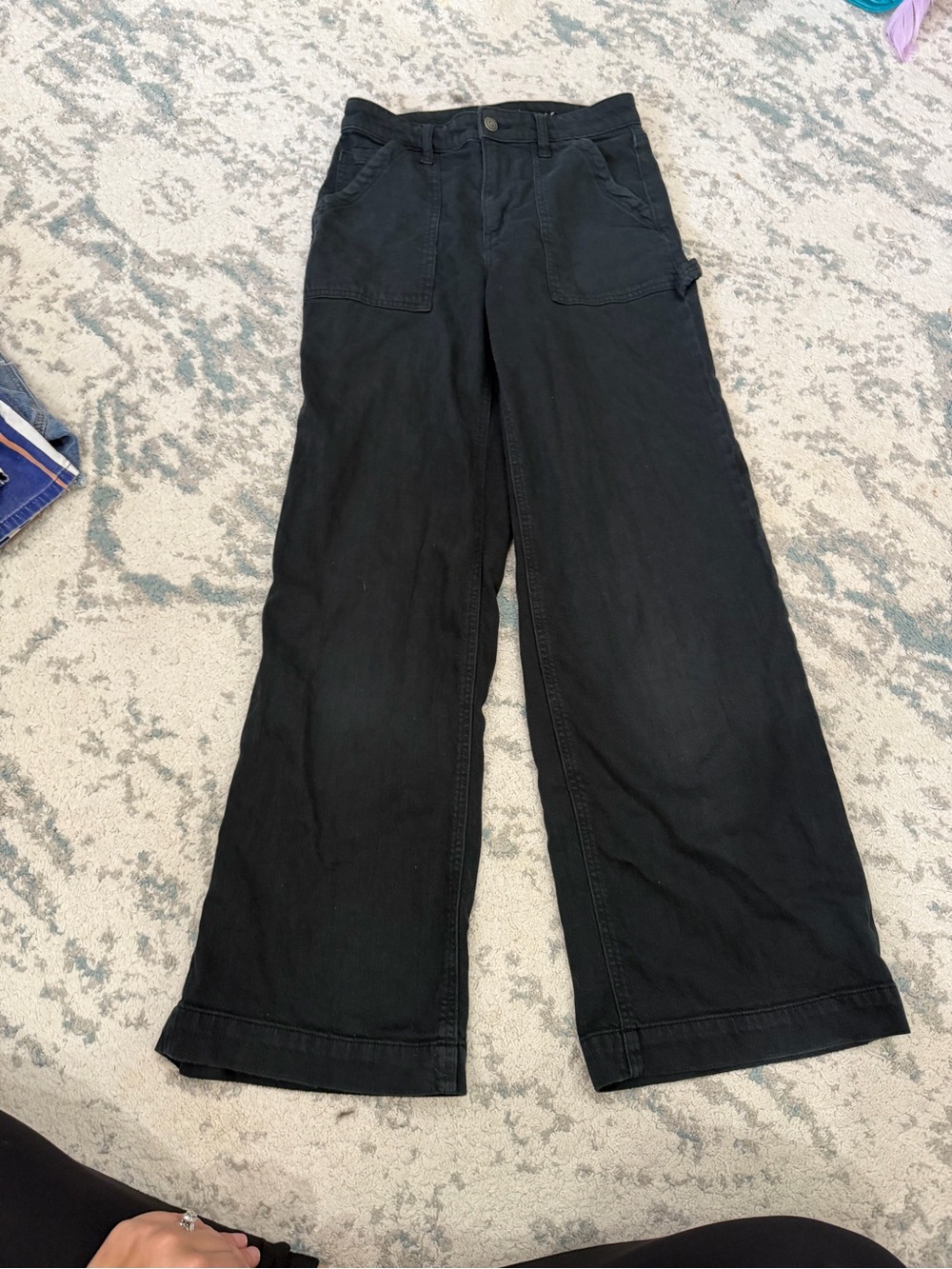 American Eagle Super High-Rise Baggy Wide Leg Jeans Black Size 4 - Picture 2 of 6